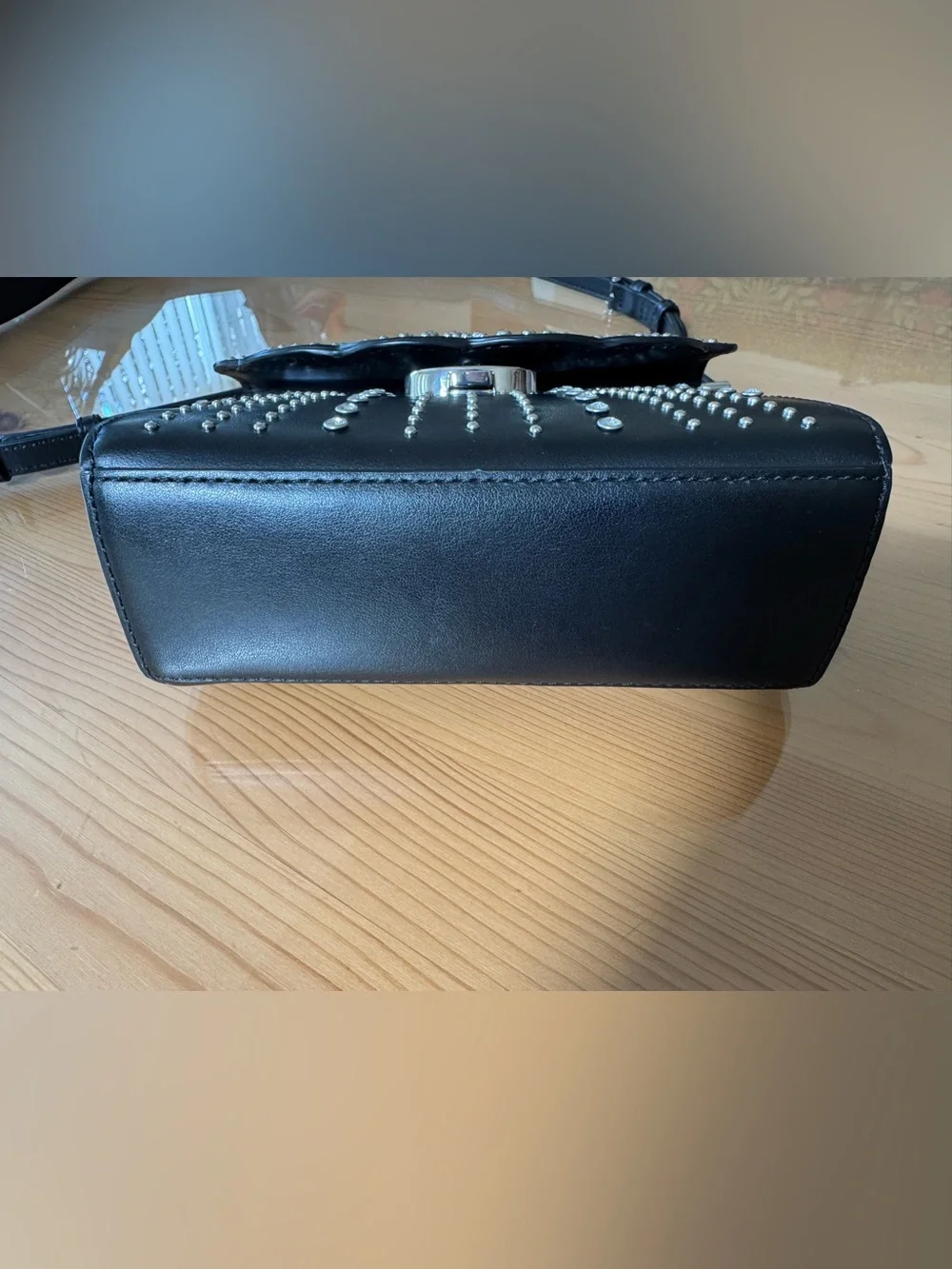 Michael Kors Ava Extra Small Studded Crossbody/Shoulder Bag in Black